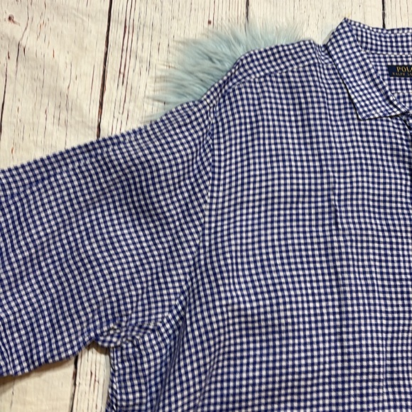 POLO Ralph Lauren Blue White Gingham Oxford Linen Button Down Shirt sz 4XLT - Picture 3 of 10